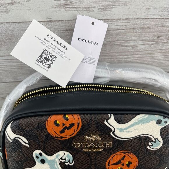 Authentic Coach Mini Jamie Camera Bag In Signature Canvas With Halloween Print - Picture 6 of 8
